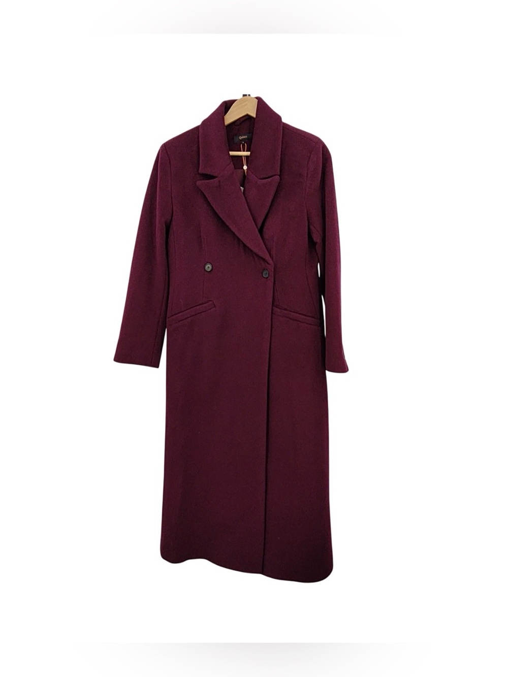 NWT Quince Women’s S Wool Cashmere Tailored Long Coat Burgundy - Picture 3 of 11